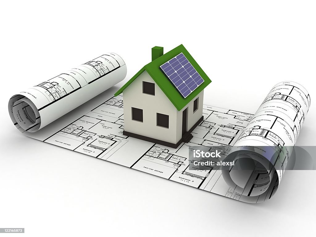 Ambiente de casa planejamento - Foto de stock de Painel Solar royalty-free