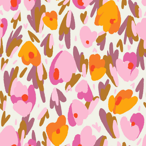 illustrations, cliparts, dessins animés et icônes de motif floral sans couture fait de formes organiques géométriques abstraites. fond botanique d’été lumineux. - floral pattern seamless abstract elegance