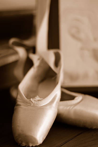 istock Ballerina: Vintage Sepia worn ballet pointe shoes 122166533