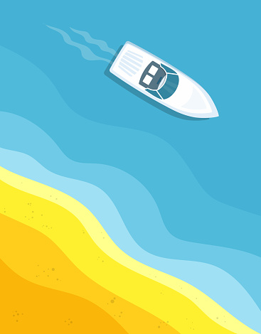 ship floating in the ocean, vector illustration