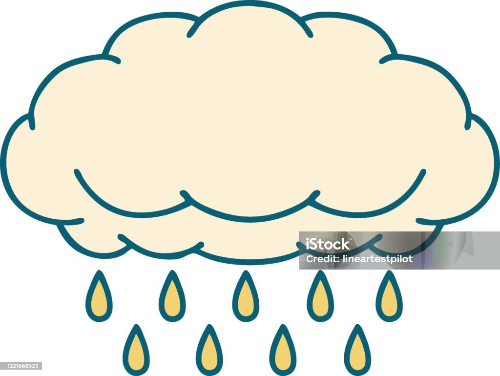 Ikon Gaya Tato Dari Hujan Awan Ilustrasi Stok - Unduh Gambar Sekarang -  Awan - Langit, Badai petir - Badai, Cuaca - Subjek - iStock