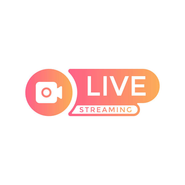 ilustrações de stock, clip art, desenhos animados e ícones de live stream logo vector design. - downloading symbol computer icon white background