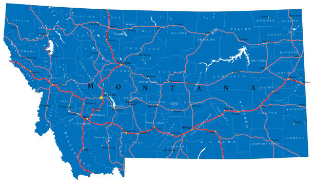 политическая карта штата монтана - montana stock illustrations