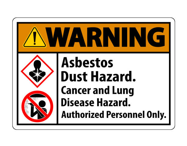istock Warning Safety Label,Asbestos Dust Hazard, Cancer And Lung Disease Hazard Authorized Personnel Only 1221678456