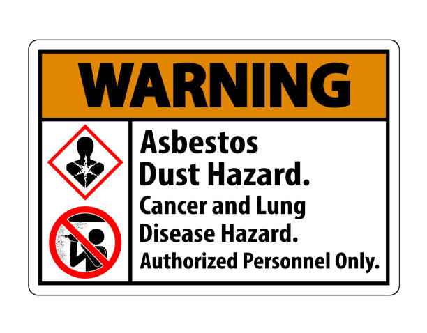 istock Warning Safety Label,Asbestos Dust Hazard, Cancer And Lung Disease Hazard Authorized Personnel Only 1221678458