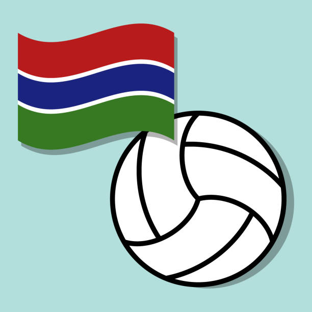 ilustrações de stock, clip art, desenhos animados e ícones de volleyball ball with gambia flag - teamsport