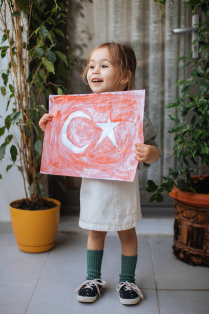 Little Girl With Turkish Flags