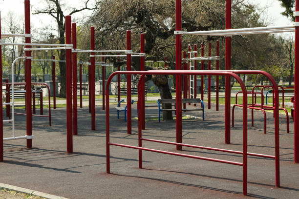 istock Sport ground in park. Sunny spring day 1221681054