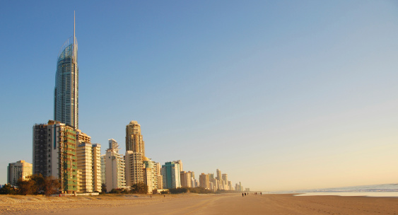 Surfers Paradise, the holiday capital of the Gold Coast, Queensland, Australia. Featuring Q1 the tallest residential building in the world.