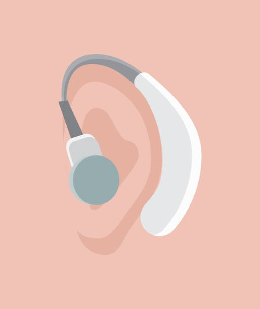 補聴器ベクトル。9月のコンセプトの最後の日曜日に世界ろうの日。アプリ、ランディングページのためのラリー、セミナー、各種聴覚障害者啓発キャンペーンデザイン - hearing aid点のイラスト素材／クリップアート素材／マンガ素材／アイコン素材