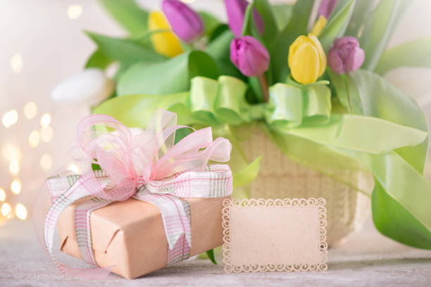 Mother`s Day flower arrangement with A gift Box
