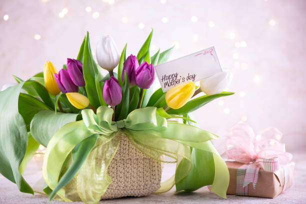 istock Mother`s Day flower arrangement with A gift Box 1221685540