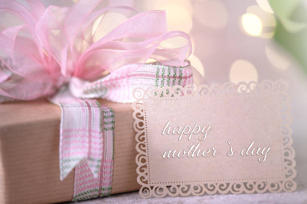 Mother`s Day Greeting Card with a gift box