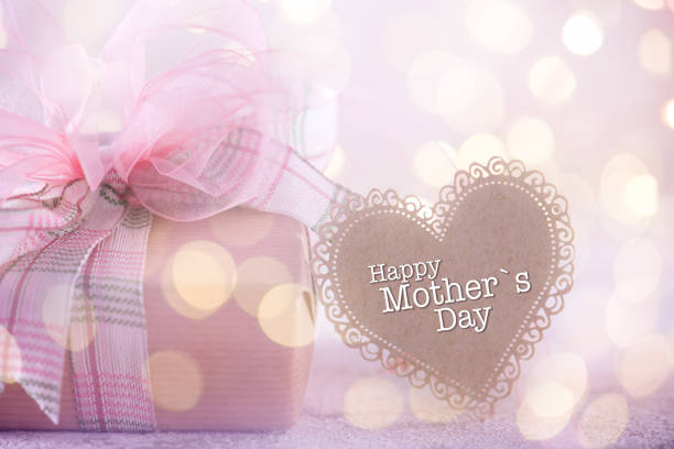 Mother`s Day Greeting Card with a gift box