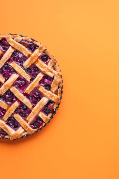 istock Blueberry pie with lattice top. Traditional fruit cake 1221686218