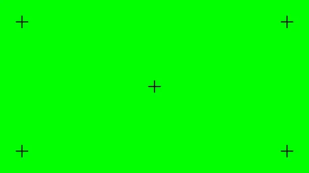 Vector illustration of Green screen, chromakey background. Blank green background with VFX motion tracking markers. Chroma key background for keying, motion graphic and video effects