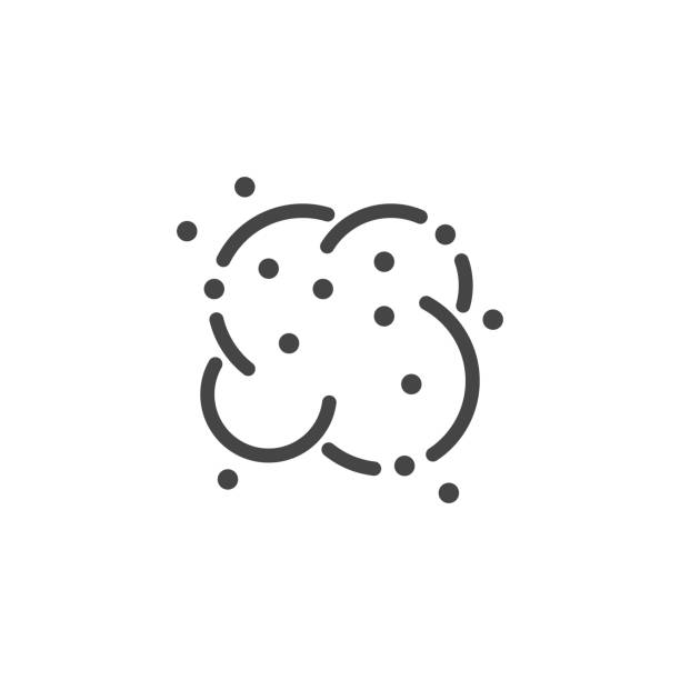 ikona premium na alergen lub czyszczenie pyłu. taki znak liniowy jak chmura pyłu. niestandardowy piktogram wektorowy dla sieci web i aplikacji w stylu konspektu. - abir stock illustrations