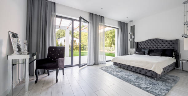istock Glamour and romantic style bedroom interior 1221687622