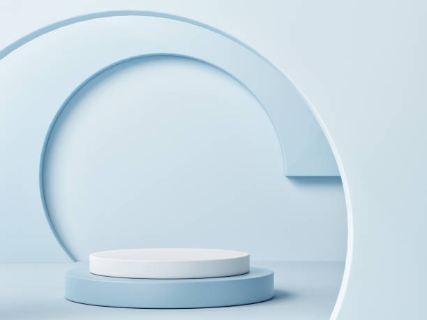 istock Mock up podium for product presentation, blue background 1221687976