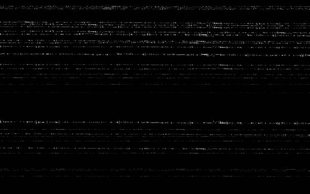 glitch vhs-vorlage. alter videoeffekt auf schwarzer kulisse. horizontale zufällige weiße linien. retro-band textur mit verzerrten elementen. analoges videoband. vektor-illustration - recording tape stock-grafiken, -clipart, -cartoons und -symbole