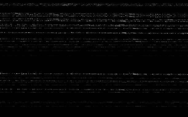 글리치 vhs 템플릿. 검은 색 배경에 오래 된 비디오 효과. 수평 임의의 흰색 선입니다. 왜곡 된 요소와 복고풍 테이프 질감. 아날로그 비디오 테이프. 벡터 일러스트레이션 - 텔레비전 산업 이미지 stock illustrations