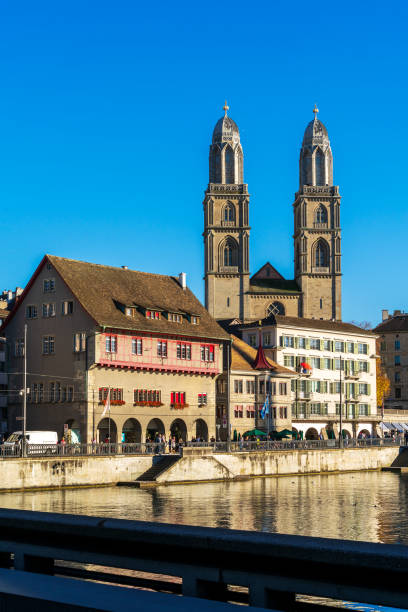 istock Fraumunster and Grossmunster churches in sunset light, Zurich, Switzerland 1221690112