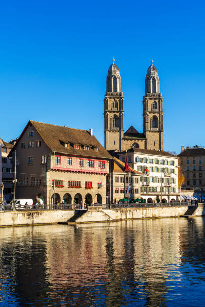 istock Fraumunster and Grossmunster churches in sunset light, Zurich, Switzerland 1221690133