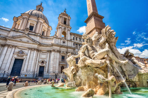 istock Main Fountain on Piazza Navona during a Sunny Day, Rome, Italy 1221690927