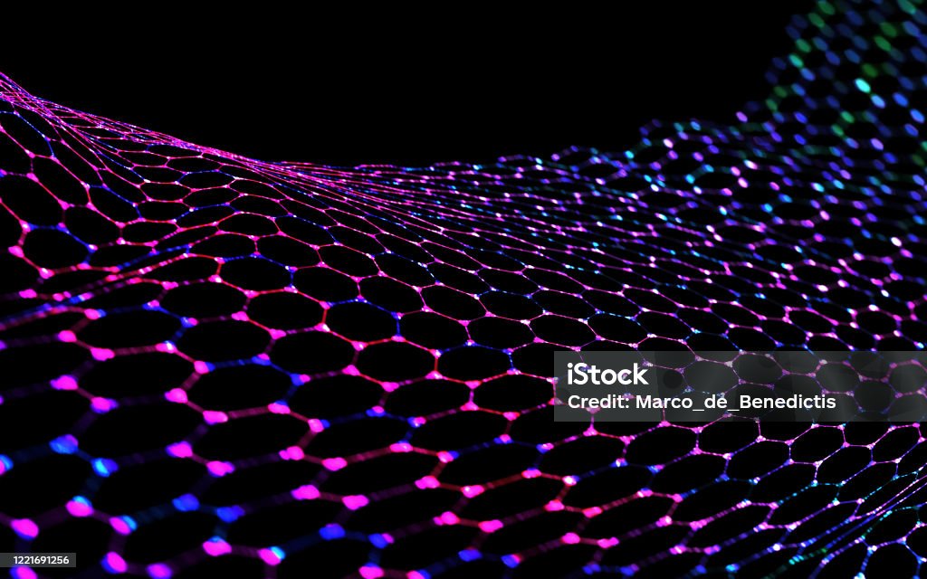 Graphene structure, future of nanotechnology Graphene structure Technology Stock Photo