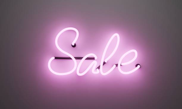 istock Neon sign, the word Sale on bright background. Discount Background for your design, greeting card, banner. 1221693787