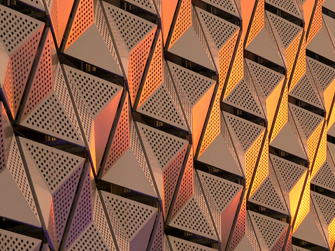 metallic geometric architectural abstract in copper and gold colors