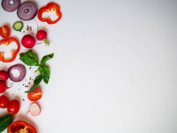 istock Food frame with fresh vegetables on white background top view space for text 1221695744