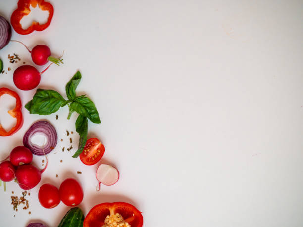 istock Food frame with fresh vegetables on white background top view space for text 1221696006