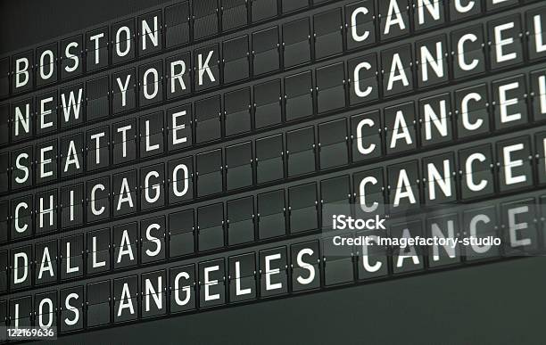 Airport Electronical Informational Display Stock Photo - Download Image Now - Airport, Arrival Departure Board, Boarding