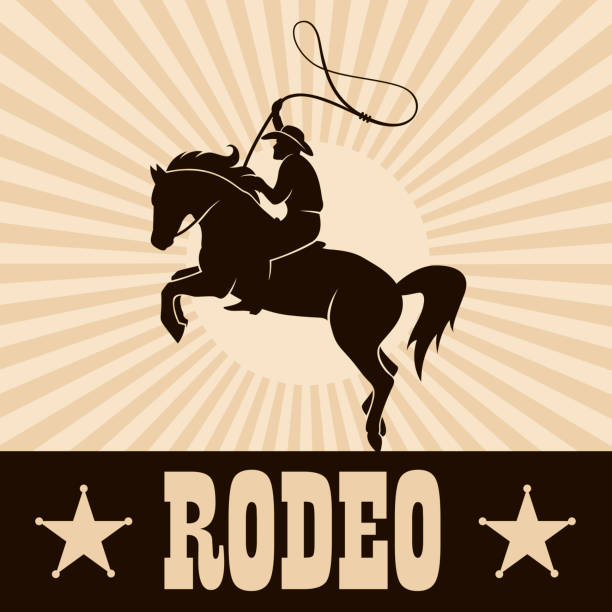 illustrations, cliparts, dessins animés et icônes de illustration de silhouette de cowboy - rodeo