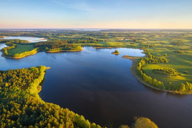 National park Braslau Lakes, Belarus Beautful lake Niespish, National Park Braslau Lakes, Belarus braslav lakes stock pictures, royalty-free photos & images