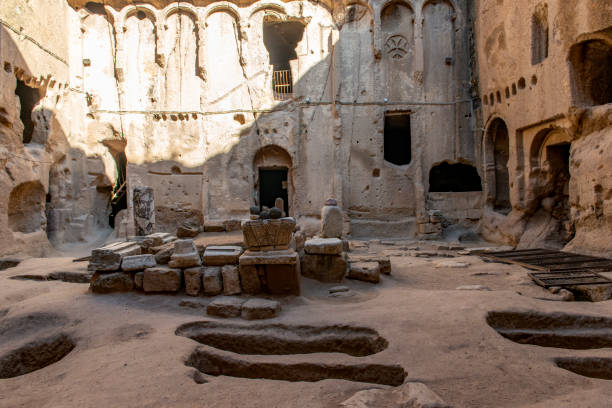 istock Gumusler Underground Monastery Courtyard in Nigde, Turkey. 1221701634