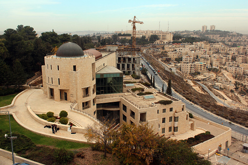 Jerusalem, Israel - December 2, 2013: Rabin Building of The Mandel Institute of Jewish Studies, located on the Mount Scopus campus of the Hebrew University of Jerusalem. It is the largest institution of its kind in the world.