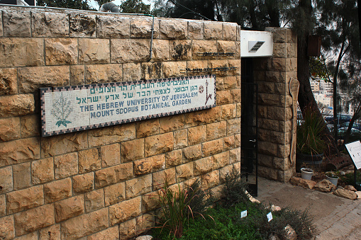 Jerusalem, Israel - December 2, 2013: National Botanic Garden of Israel, located on the Mount Scopus campus of the Hebrew University of Jerusalem.