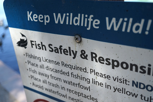 close up shot of no fishing sign