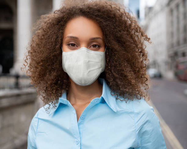 istock Business woman wearing a facemask to avoid COVID-19 1221713776