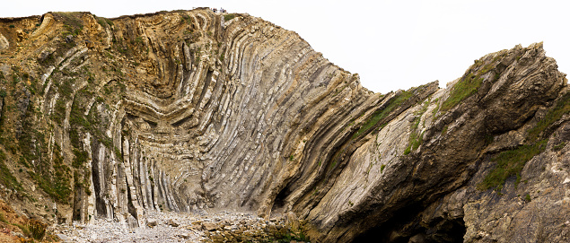 Folded, clastic strata on the Jurassic Coastline, Lulworth cove, Dorset, UK