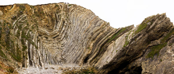 folded rock layers - plate tectonics imagens e fotografias de stock