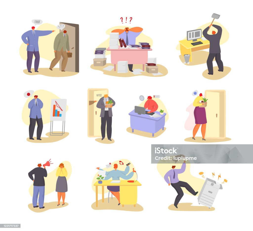 Problem With Work Problems At Work Vector Illustration Working People Have Office Stock ...