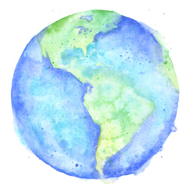 Watercolor Painting of the Earth - Raster Illustration vector art illustration