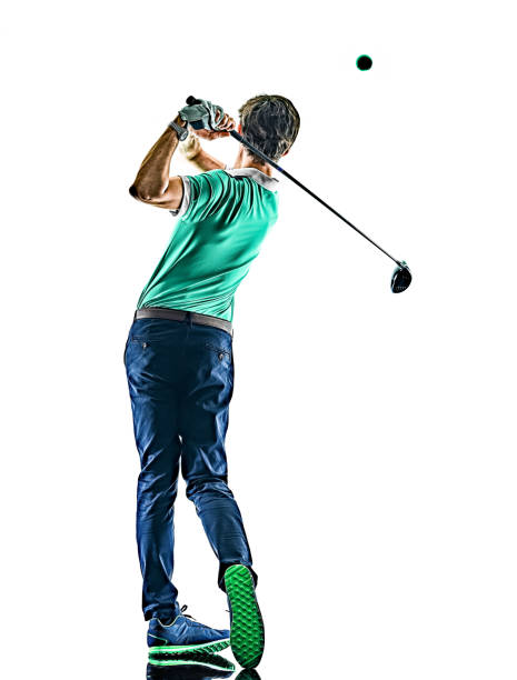 istock Man Golf golfer golfing isolated  white background 1221719016