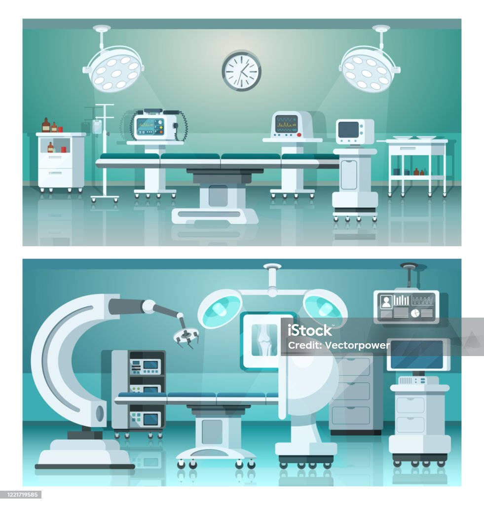 Operating Room Computer Simple Drawing Vector Isometric Low Poly Hospital Operating Room Includes Operating ...