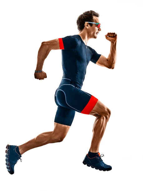 istock triathlete triathlon runner running  silhouette isolated white background 1221719686