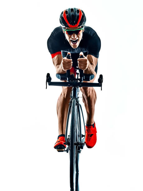 istock triathlete triathlon Cyclist cycling silhouette isolated white background 1221719704