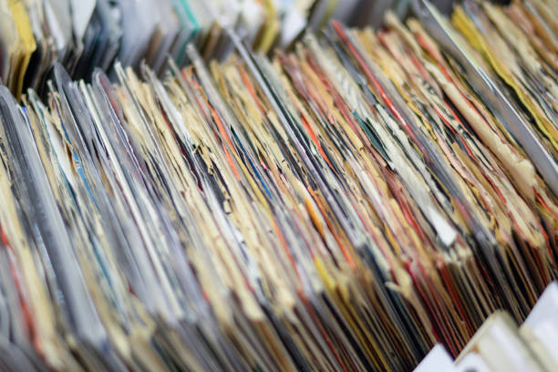 istock Assortment of records stacked next to each other 1221720679